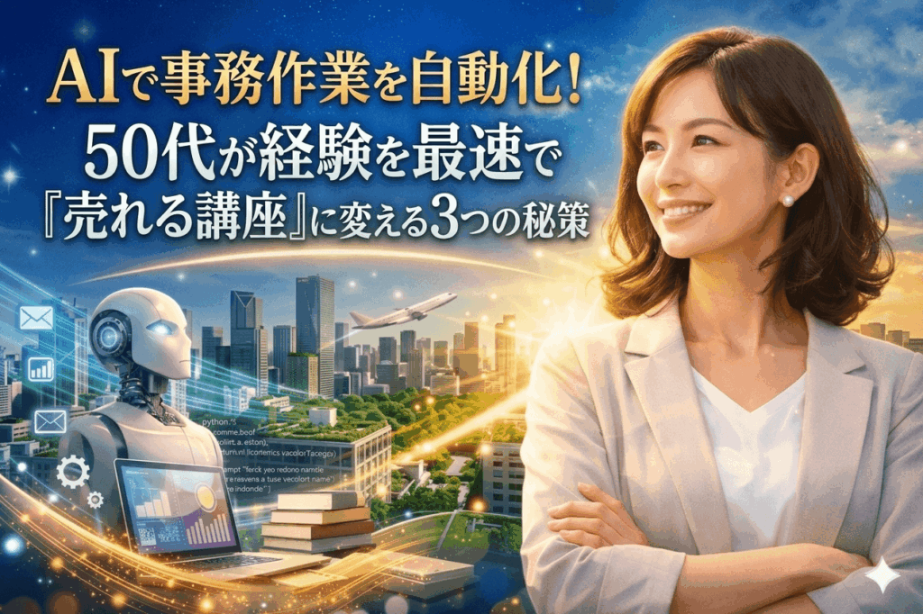 AIで事務作業を自動化！50代が経験を最速で『売れる講座』に変える3つの秘策